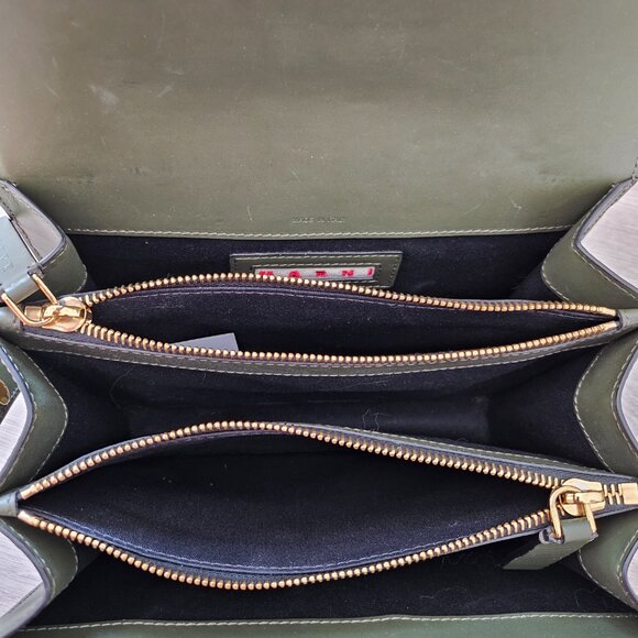 Marni Trunk Medium Leather sShoulder Bag Forest Green - Picture 4 of 16